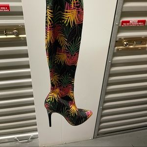 Multi colored thigh high boots